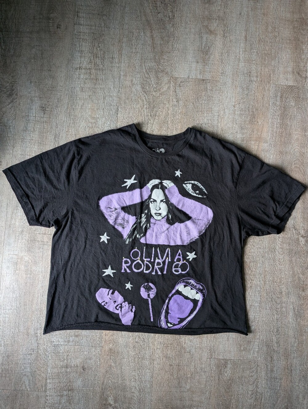 Olivia Rodrigo Guts Tour Official Merch Crop T Shirt Black Baby Tee XL
